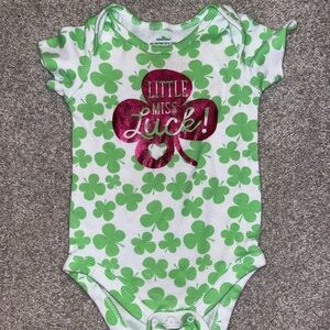 Carter's Green and Pink Shamrock Bodysuit St Patrick’s day